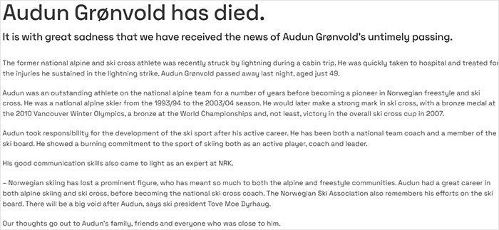 Olympic medalist skier dies after lightning strike; wife shares heartbreaking statement about his passing - 4