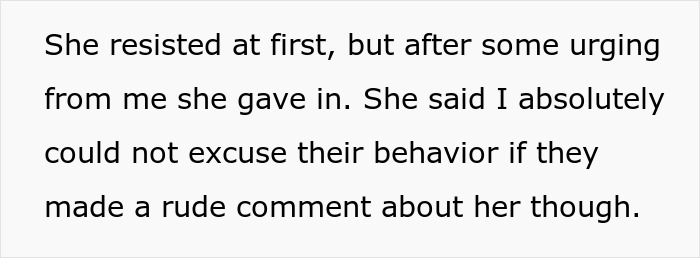 Text excerpt about a woman resisting then agreeing to address rude behavior involving her scar at a family gathering. Text excerpt about a woman resisting then agreeing to address rude behavior involving her scar at a family gathering.