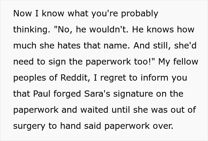 Text excerpt from story about a lady getting revenge by convincing an ex's wife to unknowingly name their baby after her. - 19