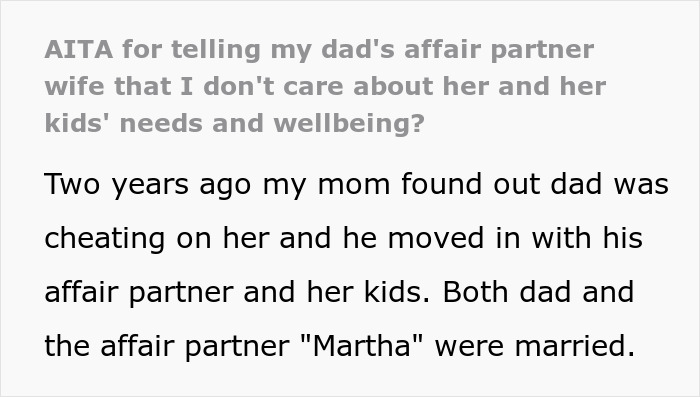Text excerpt about dad’s affair, cheating, and challenges with stepmom acceptance in blended family dynamics. - 2