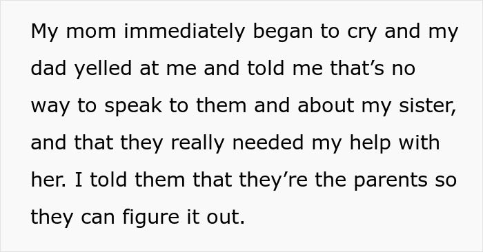 Text excerpt showing a teen refusing to be live-in babysitter for parents, highlighting family conflict. - 10