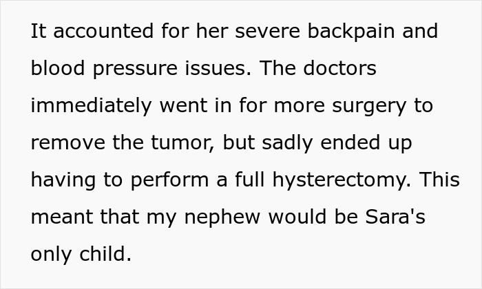 Text excerpt describing surgery consequences impacting a nephew, linked to revenge involving baby naming by wife's persuasion. - 15