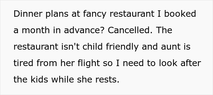 Text excerpt about aunt invading home and demanding free childcare, causing disruption and ruined birthday plans. - 3