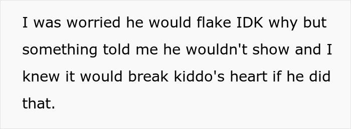 Alt text: Text expressing worry about someone flaking and its impact on kiddo's heart in a woman and dad story.