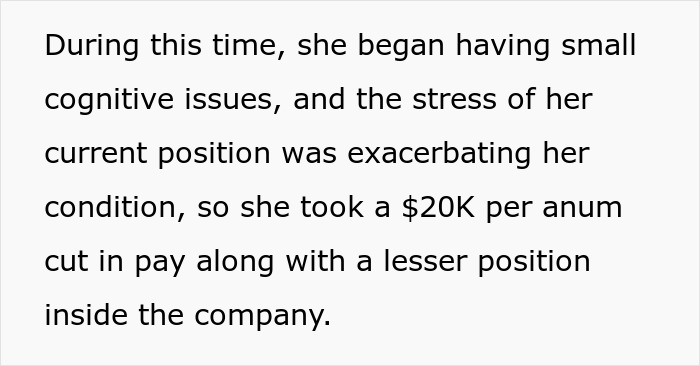 Text describing a woman facing cognitive issues, stress from work, and financial cuts after a cancer diagnosis by her fiancee leaving partner. - 10