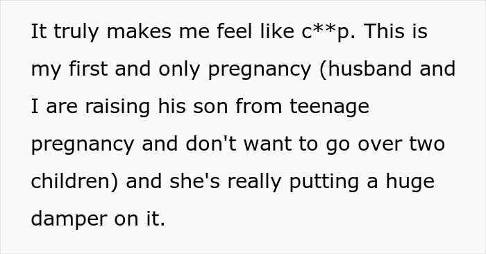 Text message expressing frustration with MIL screaming at gender reveal, highlighting tension during pregnancy celebration.