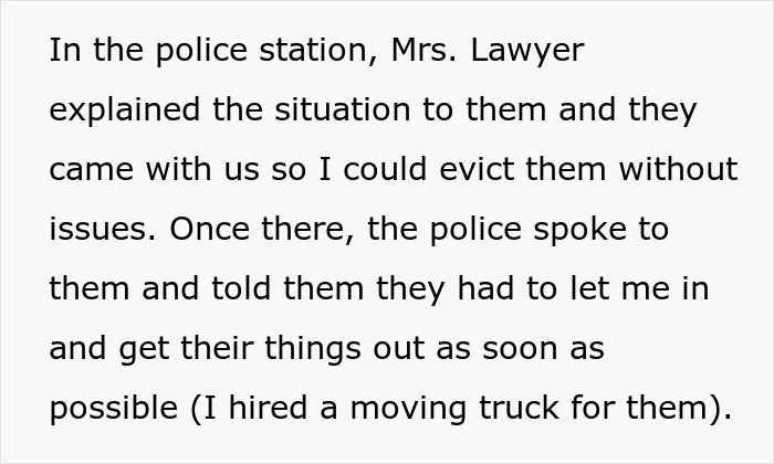 Text on paper describing a police station eviction process involving father and son lock horns over house locks with police intervention.
