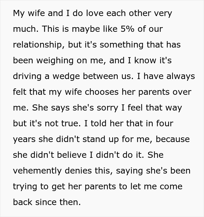 Text about false accusation causing conflict between wife and father, impacting trust and relationship dynamics.