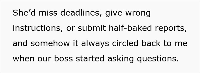 Text excerpt showing a worker describing being the team lead’s scapegoat after complaints to HR. Text excerpt showing a worker describing being the team lead’s scapegoat after complaints to HR.