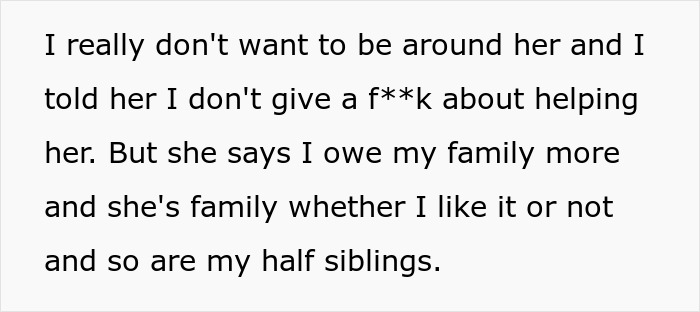 Alt text: Teen refuses to help half siblings as stepmom expects support after dad goes AWOL, causing family conflict and frustration.