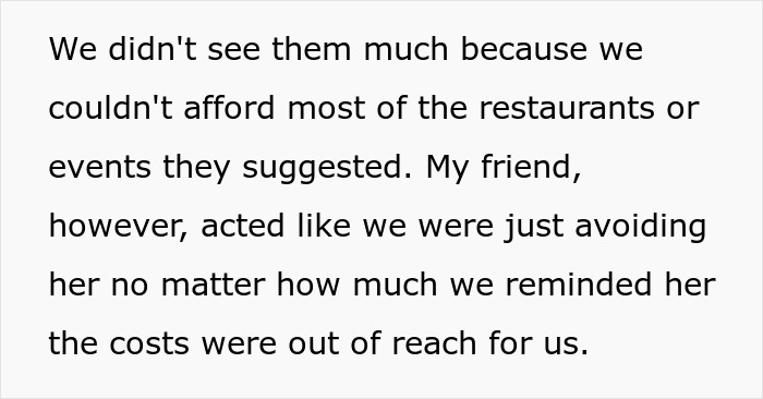 Text excerpt about a rich lady throwing a fit after friend refused to be a free sitter despite pizza offer.