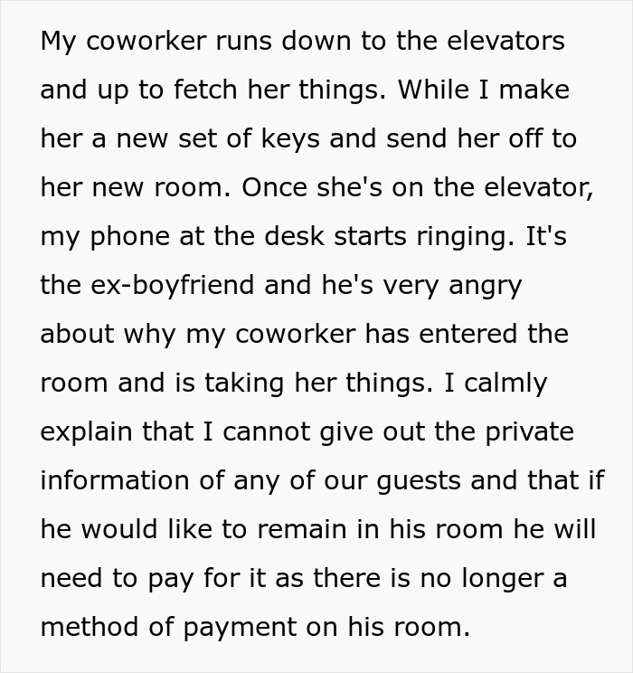 Hotel employee uses her power to expose cheating guest&rsquo;s gold digger boyfriend in a hotel setting.