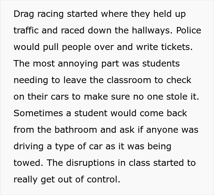 Students racing down school hallways and lanes caused disruptions, with police issuing tickets to control the chaos.