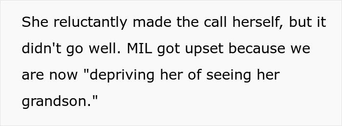 Reluctant call about babysitting causes upset as MIL feels deprived of seeing her grandson in toddler care dispute.