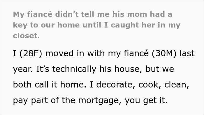 Fiancee upset after discovering MIL has house key without her knowledge in their shared home. - 2
