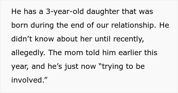 Text about man discovering secret child after relationship ends, now asked to co-parent and become involved in daughter’s life. Text about man discovering secret child after relationship ends, now asked to co-parent and become involved in daughter’s life.