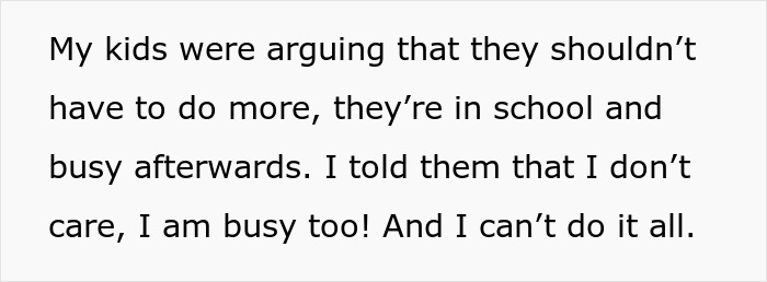 ALT text: Student working mom handling family complaints about chores while balancing school and busy schedule.
