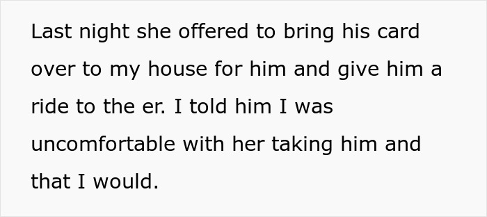 Text on screen showing a message about boyfriend's ex-gf bringing phone charger to his house bathroom.