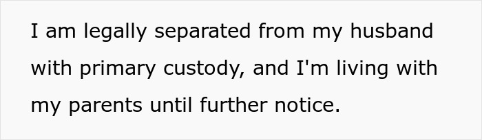 Text on white background stating legal separation and custody, relating to lady accused of cheating due to daughter's dark skin. - 37