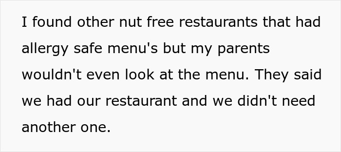 Text about teen mentioning parents ignoring birthday wishes due to stepkids&rsquo; allergies and boring food frustration.