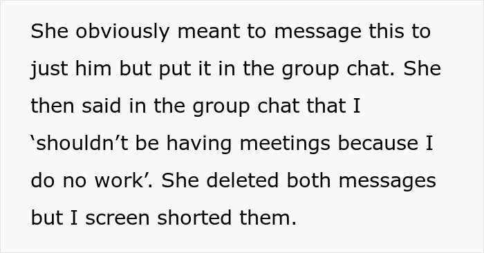 Screenshot of a text message about a boss caught spying on a coworker, revealing workplace conflicts and deleted messages.