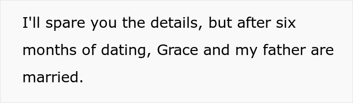 Text excerpt about a woman who marries after six months, hinting at a story involving a gold digger and stepson conflict. - 14