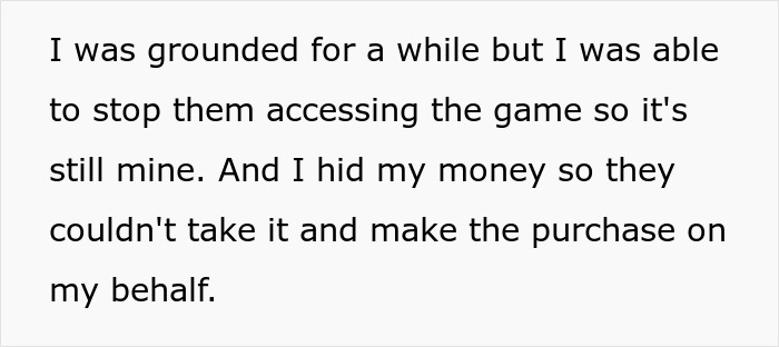Text excerpt about a sibling conflict where the golden child keeps stealing gifts, leading to a birthday disruption.