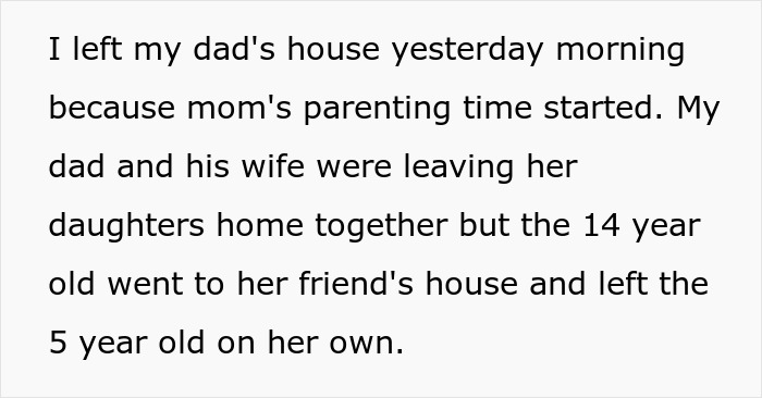 Text showing a teen refuses to babysit a 5-year-old, leaving the child alone for hours during an emergency. - 6