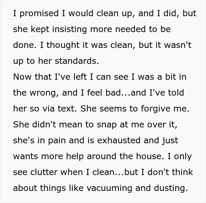 Text showing a person reflecting on cleaning efforts and a best friend saw girlfriend another man checking email situation.