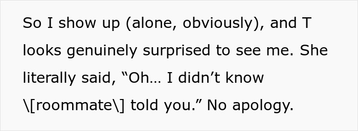 Text excerpt from a conversation about a Guy’s female best friend not inviting his girlfriend to a surprise birthday party. - 4