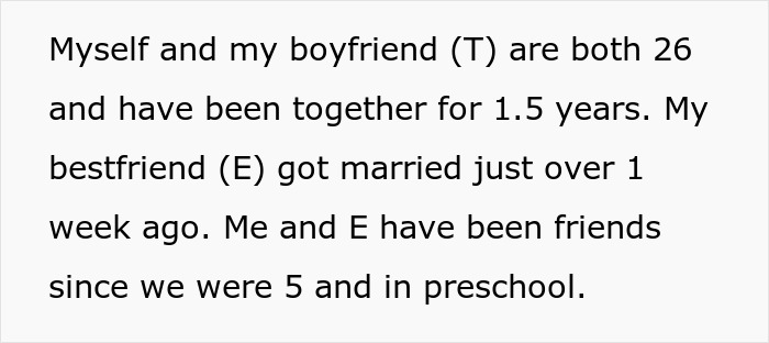 Text excerpt describing a man planning a public proposal at a wedding without asking, leaving the bride in tears and the girlfriend embarrassed. - 3