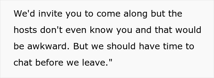 Text block showing a conversation about someone refusing to be a free sitter despite being offered pizza.