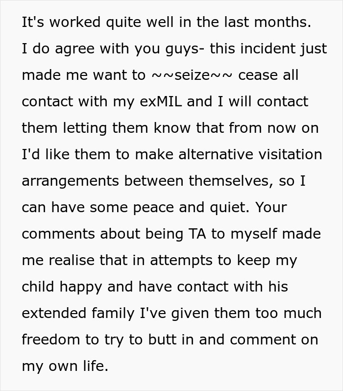 Text screenshot of a mom clapping back at ex’s family over accusations of spending nonexistent money. - 19