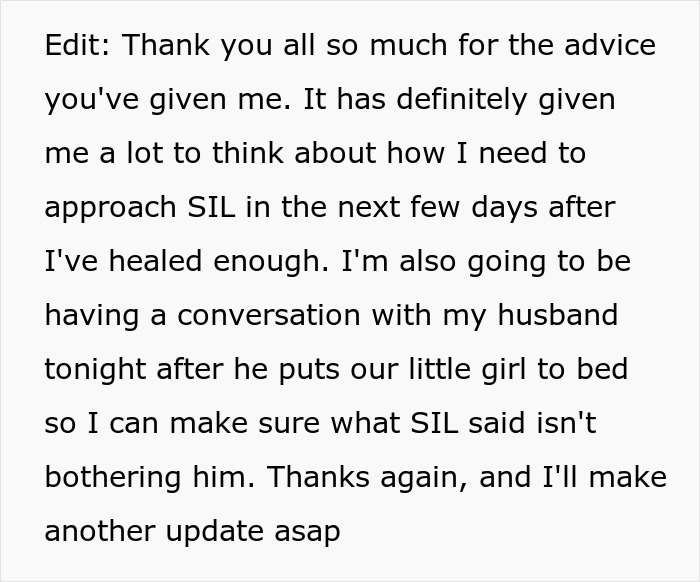 Text message expressing gratitude for advice about managing SIL pregnancy husband boundaries and planning a conversation with husband. - 14