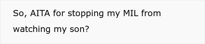 Text on screen questioning if stopping mother-in-law from caregiving was justified, highlighting family and caregiver conflict after allergy issues.