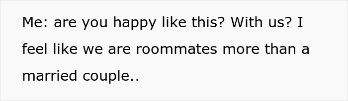 Text message expressing feelings of distance in marriage, highlighting issues in husband-wife relationship and open marriage demands. - 55