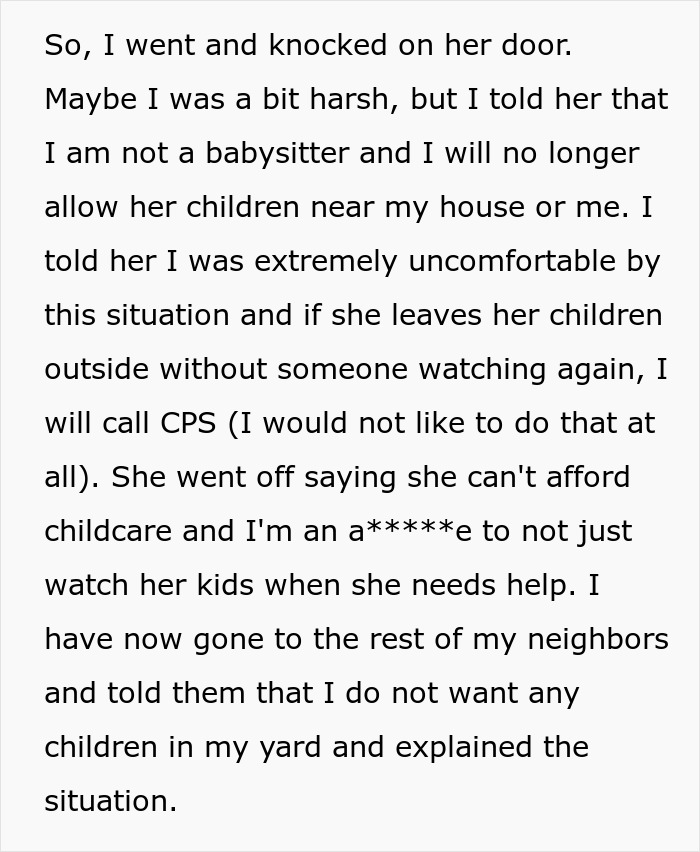 Man explains why he bans children from his property due to entitled parent leaving kids unsupervised outside. - 6
