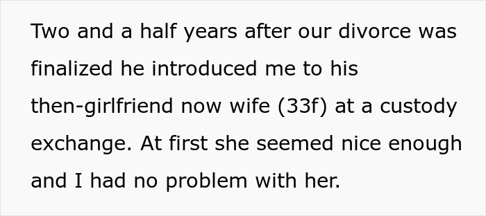 Text describing a woman reflecting on her ex-husband’s new wife after divorce, expressing no regret for the situation. - 4