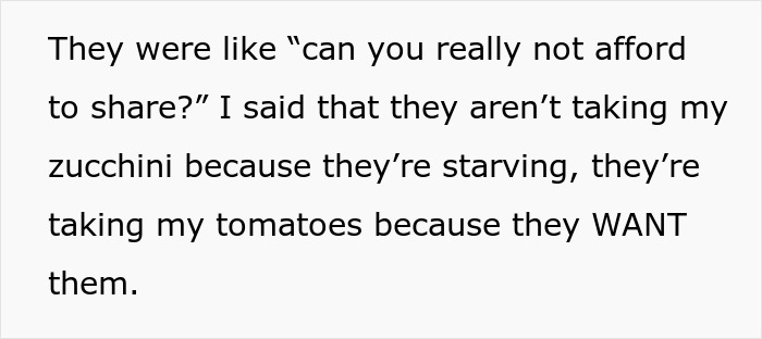 Text excerpt from a man ranting about a neighbor&rsquo;s farm stand causing people to steal tomatoes and zucchini.