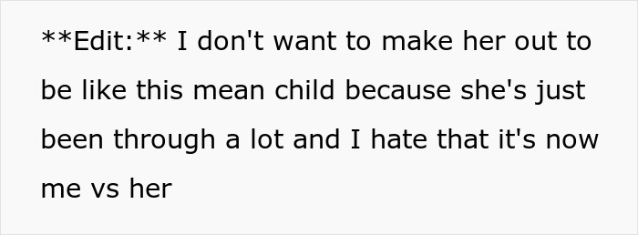 Text showing an edit where the author explains not wanting to portray a teen as mean despite sabotaging dad&rsquo;s relationship.