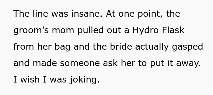 Guests struggle in 102°F heat as bride bans water bottles at wedding for the aesthetic, causing a long line and discomfort. Guests struggle in 102°F heat as bride bans water bottles at wedding for the aesthetic, causing a long line and discomfort.