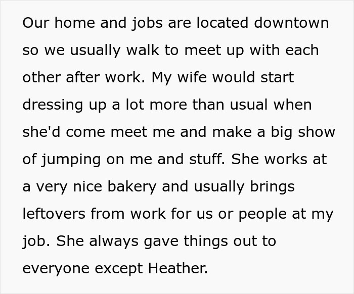 Text excerpt describing a jealous wife spying on husband’s work habits and behavior after work.