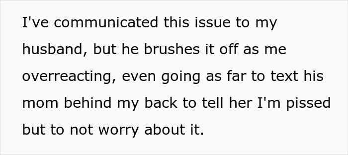 Text excerpt showing a woman facing family backlash as she replaces MIL as caregiver after allergy incidents.