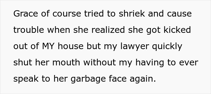 Alt text: Woman thinks she got away with being a gold digger but faces a harsh lesson from stepson soon. - 52