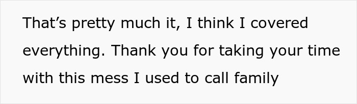 Text excerpt from a message discussing family conflict related to changing locks during a father and son dispute involving police.