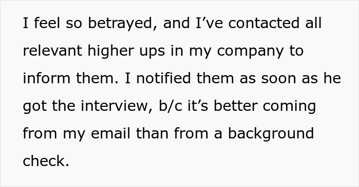 Text excerpt showing a person feeling betrayed after asking husband to turn down dream job and informing company higher-ups. - 15