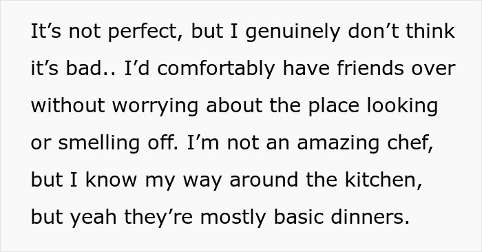 Text excerpt about someone’s thoughts on cooking and home comfort after breakup, mentioning basic dinners. - 6