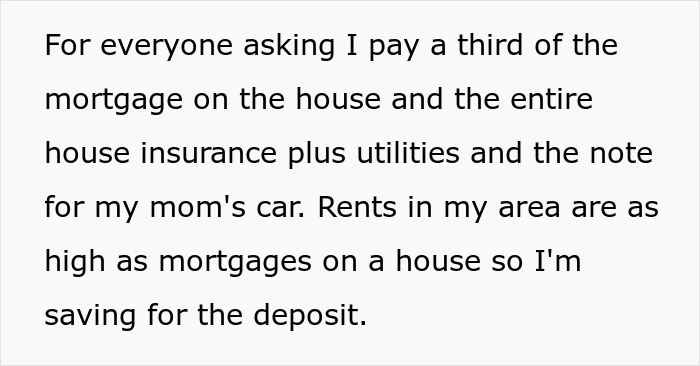 Text excerpt about paying a third of mortgage, house insurance, utilities, and saving for a deposit amid h**h rents. - 13