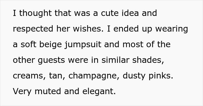 Elegant wedding guests dressed in soft beige and neutral tones following the bride&rsquo;s request for neutrals and no color.