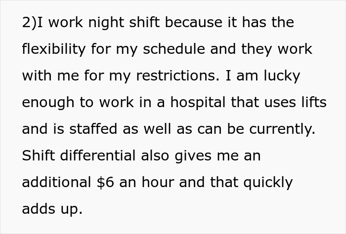 Text excerpt about working night shift benefits emphasizing flexibility and hospital staffing conditions. - 15